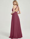 Mulberry V Neckline Pleated Keyhole Back Chiffon Bridesmaid Dress Davis