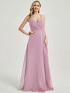 Mauve V Neckline Pleated Keyhole Back Chiffon Bridesmaid Dress Davis