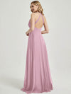 Mauve V Neckline Pleated Keyhole Back Chiffon Bridesmaid Dress Davis