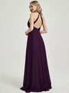 Plum V Neckline Pleated Keyhole Back Chiffon Bridesmaid Dress Davis