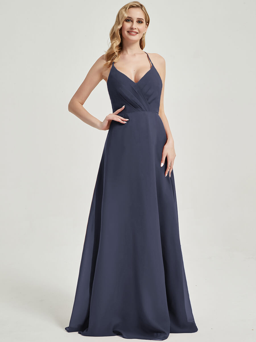 Stormy V Neckline Pleated Keyhole Back Chiffon Bridesmaid Dress Davis