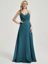 Teal V Neckline Pleated Keyhole Back Chiffon Bridesmaid Dress Davis