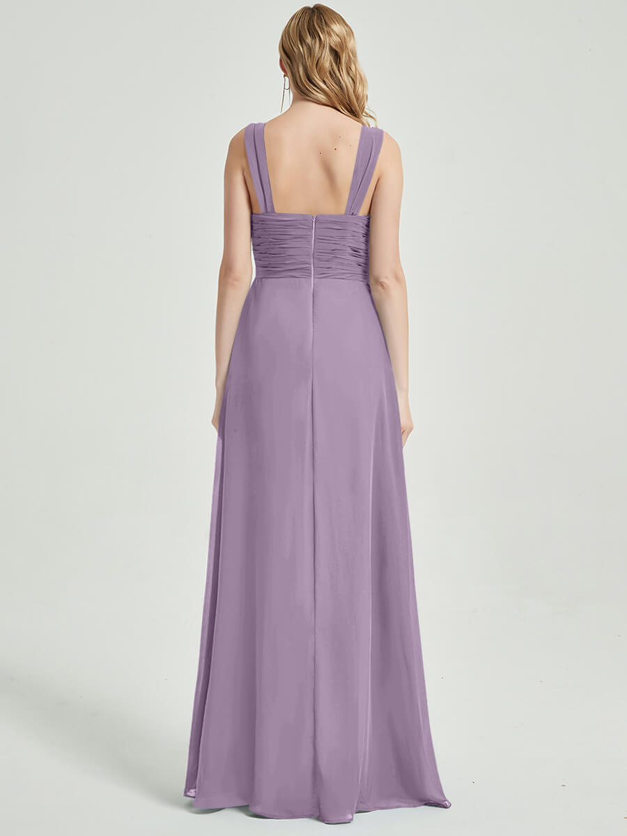 Dusty Purple Chiffon Fabric Bridesmaid Dress