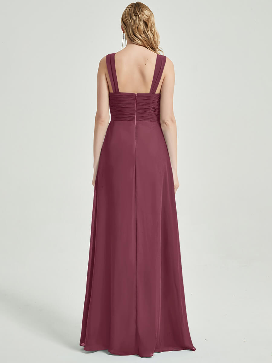 Mulberry Chiffon Fabric Bridesmaid Dress