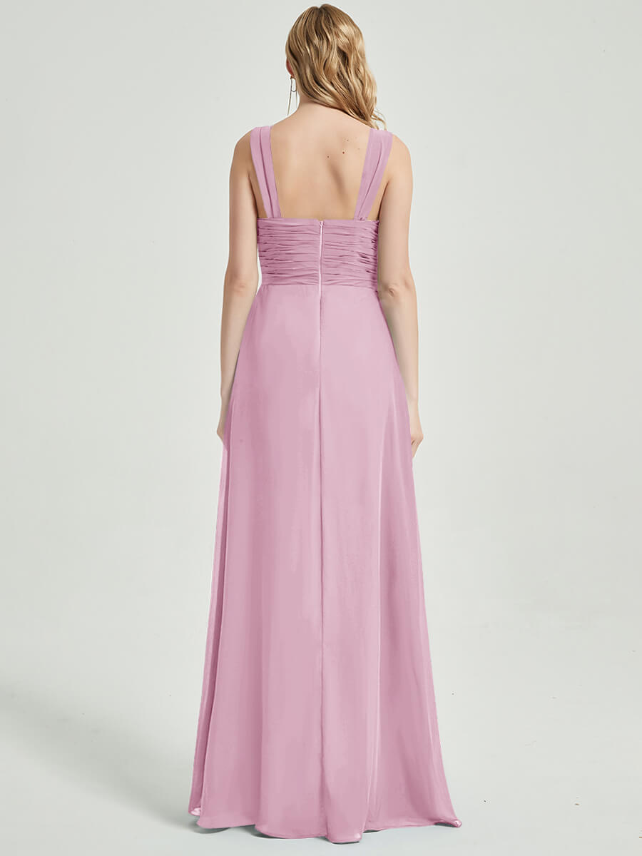 Mauve Chiffon Fabric Bridesmaid Dress