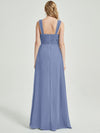 Slate Blue Sweetheart Straps A-Line Maxi Chiffon Bridesmaid Dress