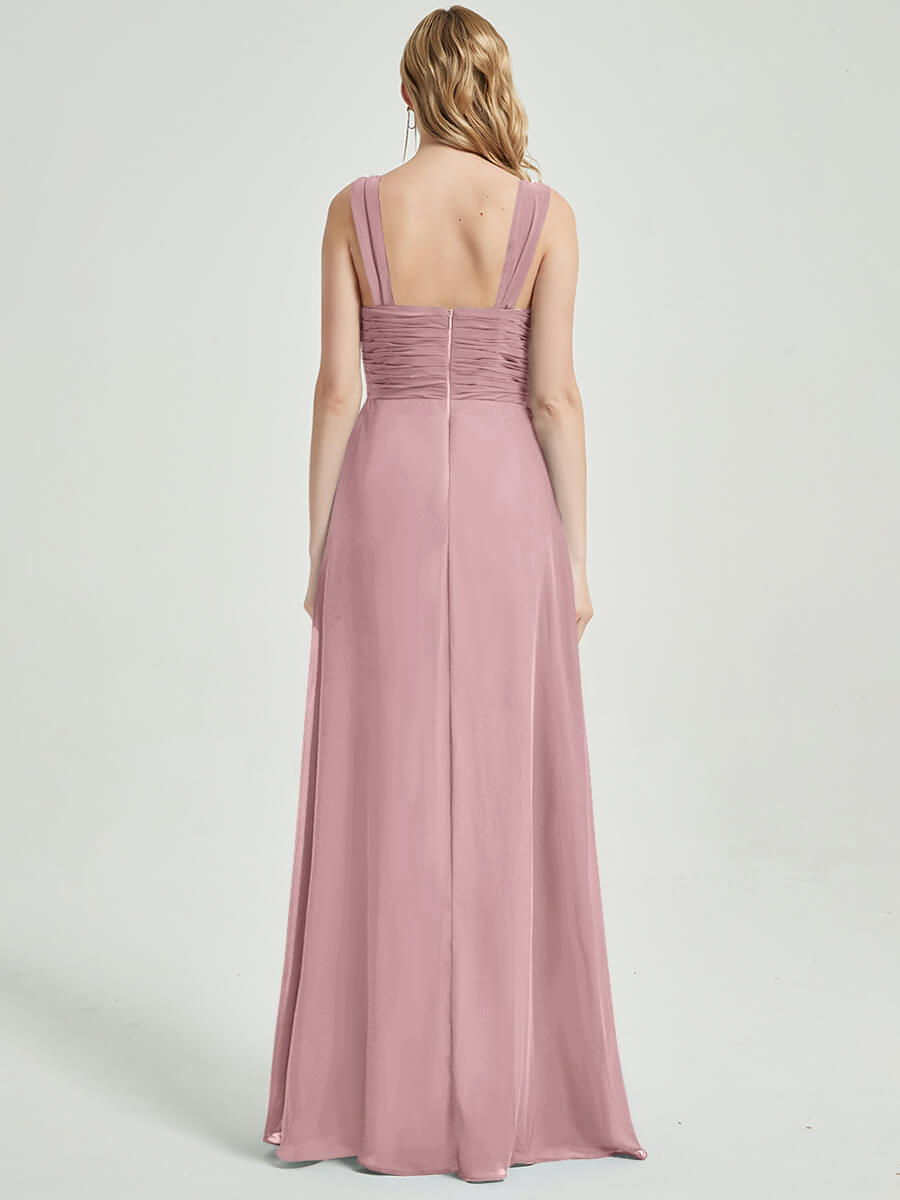 Vintage Mauve Chiffon Fabric Bridesmaid Dress