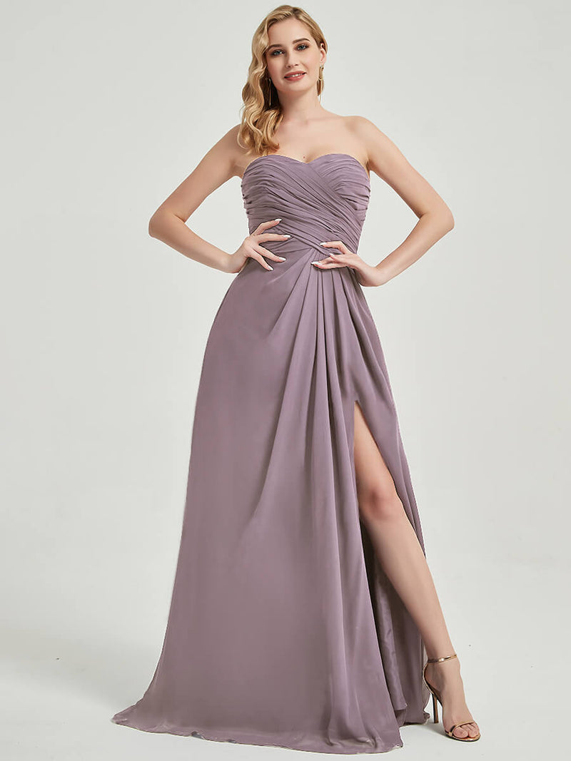 Abigail-Floor-Length Dusk With Side Slits Bridesmaid Dress