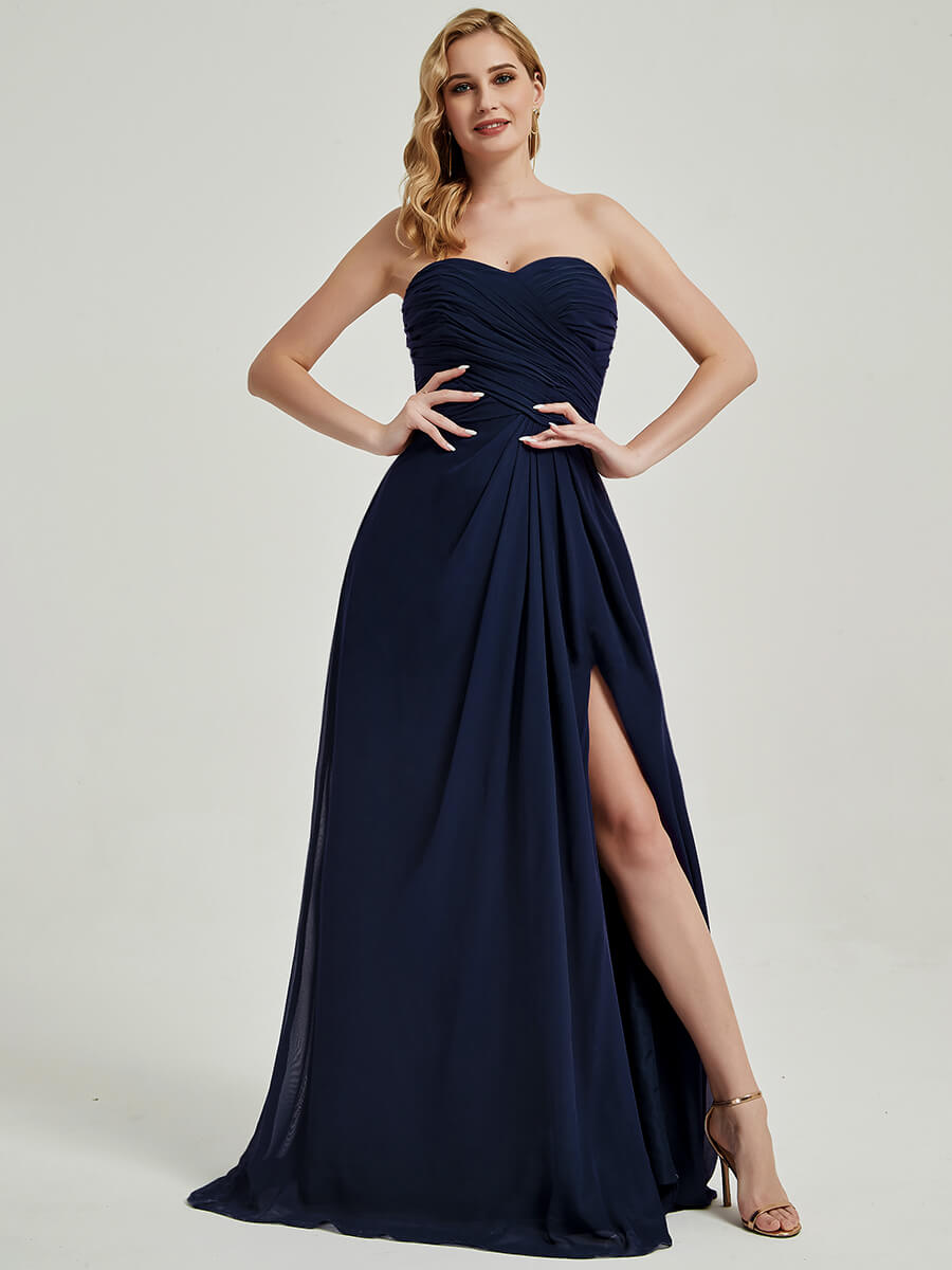 Floor-Length Empire Dark Navy  Chiffon Bridesmaid Dress Abigail