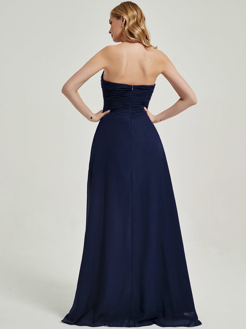 Abigail Floor-Length Dark Navy Backless Area Bridesmaid Dress