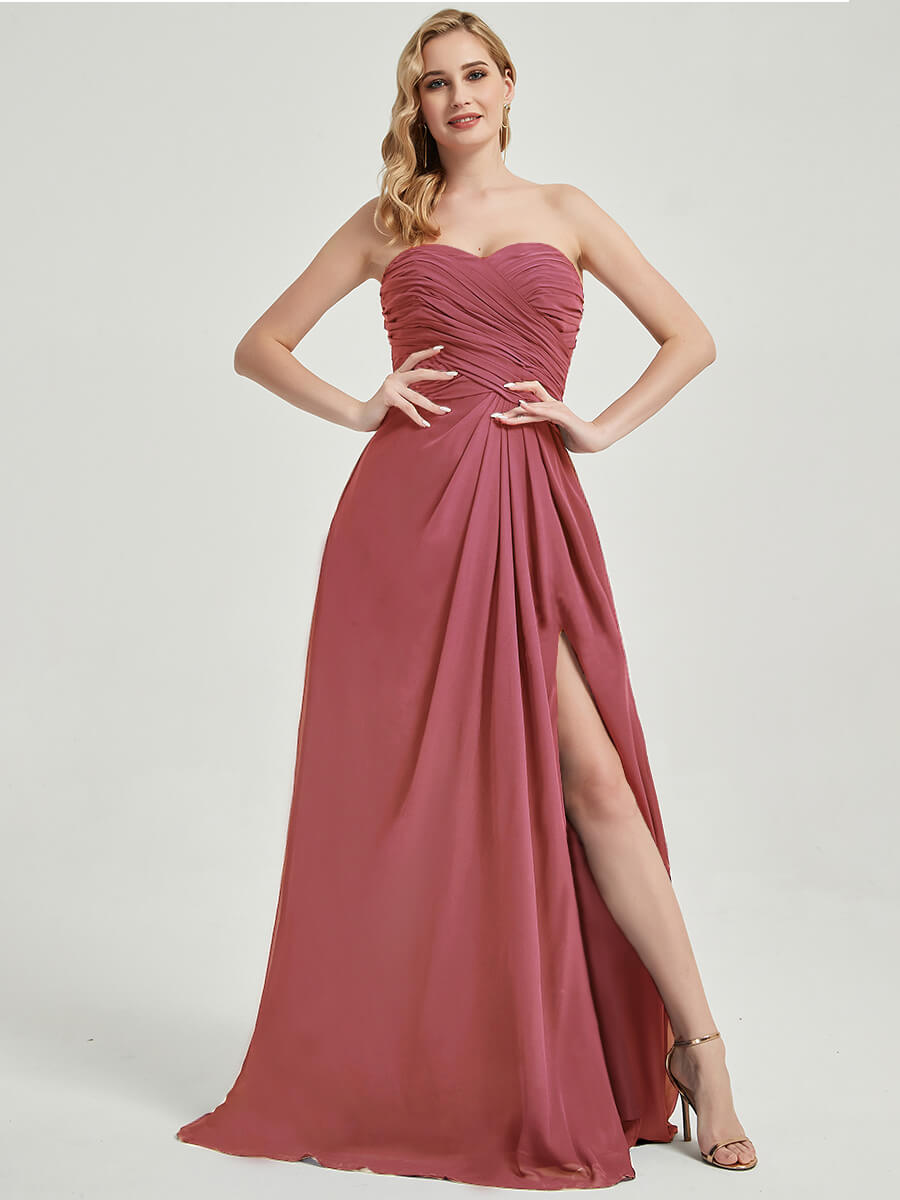 Abigail-Floor-Length  With Side Slits Bridesmaid Dress