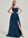 Abigail-Floor-Length  Ink Blue With Side Slits Bridesmaid Dress