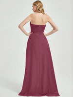 Abigail-Floor-Length Mulberry With Side Slits Bridesmaid Dress