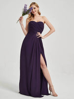 Abigail Floor-Length Plum Bridesmaid Dress With Side Slits