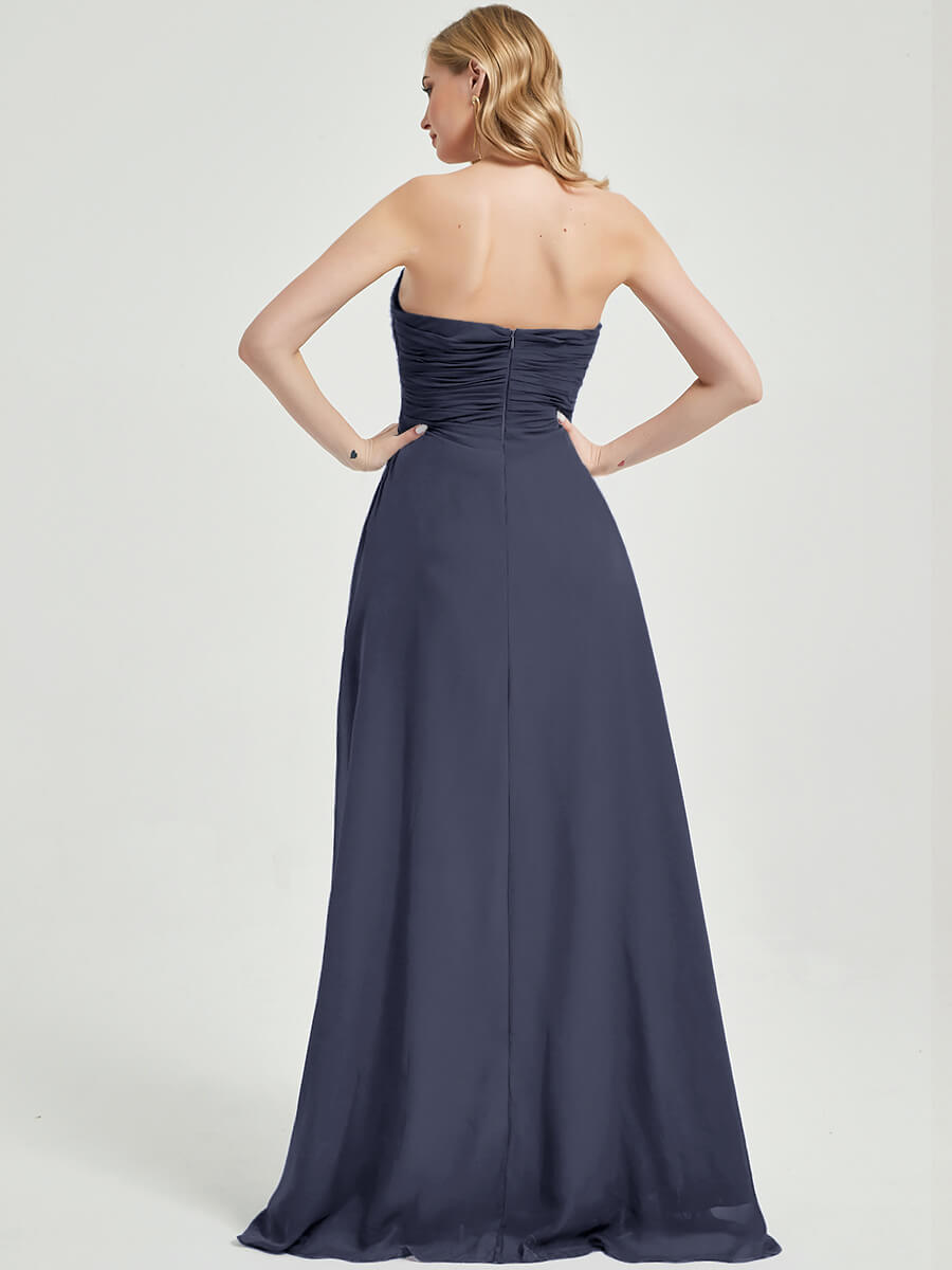 Abigail-Floor-Length Burgundy With Side Slits Bridesmaid Dress