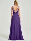 Double Spaghetti Straps Slit Lace Chiffon Floor Length Bridesmaid Dress - Thana