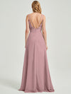 Double Spaghetti Straps Slit Lace Chiffon Floor Length Bridesmaid Dress - Thana