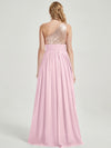 Blush Sequined Chiffon Bridesmaid Dress - Sidney