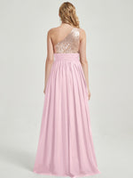 Blush Sequined Chiffon Bridesmaid Dress - Sidney