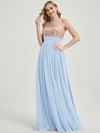 Cornflower Blue Sequined Chiffon Bridesmaid Dress - Sidney