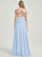 Cornflower Blue Sequined Chiffon Bridesmaid Dress - Sidney