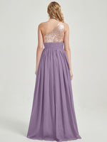 Dusty Purple Sequined Chiffon Bridesmaid Dress - Sidney