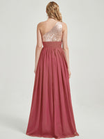 Desert Rose Sequined Chiffon Bridesmaid Dress - Sidney