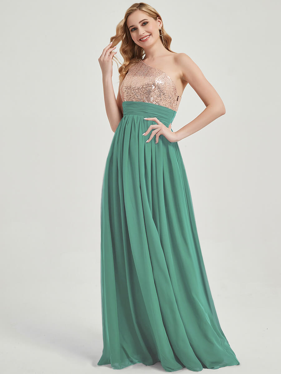 Eucalyptus Sequined Chiffon Bridesmaid Dress - Sidney