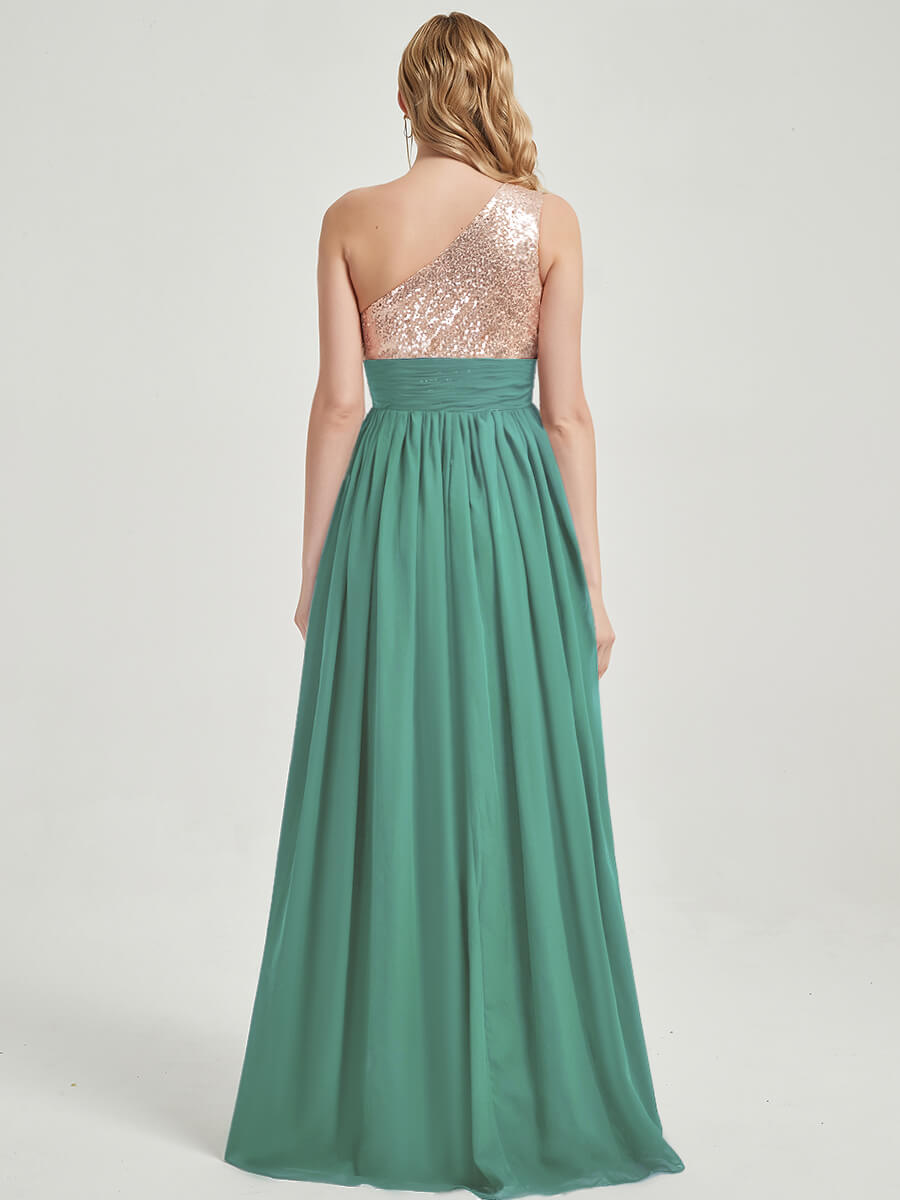 Eucalyptus Sequined Chiffon Bridesmaid Dress - Sidney