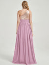 Mauve Sequined Chiffon Bridesmaid Dress - Sidney