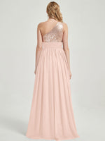 Pearl Pink Sequined Chiffon Bridesmaid Dress - Sidney