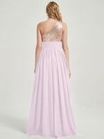 Pale Rose Sequined Chiffon Bridesmaid Dress - Sidney