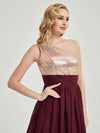 English Rose One-Shoulder Sleeveless Chiffon Sequin Bridesmaid Dress