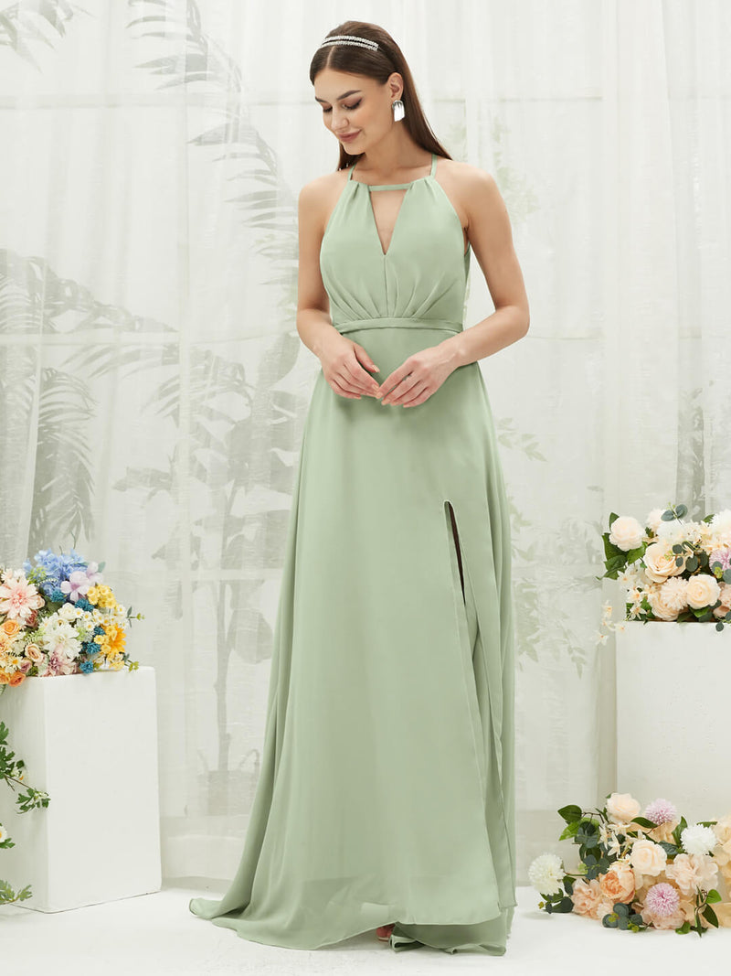 Sage Green Chiffon Wrap Bridesmaid Dress Evalleen For Women