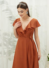 Burnt Orange Chiffon Cap Sleeve Bridesmaid Dress Jael From NZ Bridal