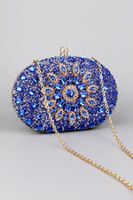  Evening Artificial Diamond Clutch with Wrist Handle and Metal Chain