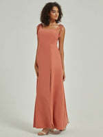 Convertible Spaghetti Straps Column Floor Length Bridesmaid Formal Dress 