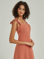 Spaghetti Straps Column Floor Length Bridesmaid Dress-Alex