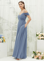 Chiffon Cold Shoulder Cap Sleeve Sweetheart Empire Pocket Bridesmaid Dress Spence for Women from NZ Bridal