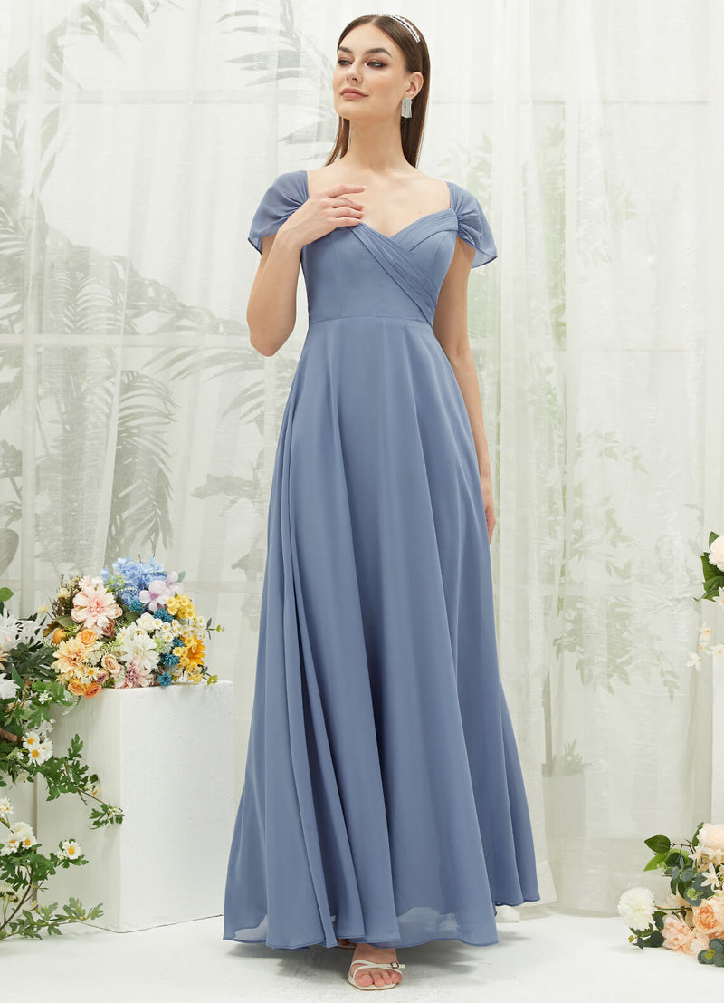 Chiffon Cold Shoulder Cap Sleeve Sweetheart Empire Pocket Bridesmaid Dress Spence for Women From NZ Bridal