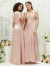 Dusty Pink Satin Convertible Slit Bridesmaid Dress Mina Jesse 