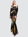 Black Sequin Prom Dress Long Sleeves 023JQ Madison NZ Bridal a