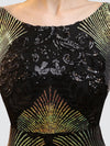 Black Sequin Prom Dress Long Sleeves 023JQ Madison NZ Bridal detail2