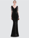 Black Tassel Sleeves Sequin Prom Dress 18691yey Camilla NZ Bridal a