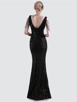 Black Tassel Sleeves Sequin Prom Dress 18691yey Camilla NZ Bridal b