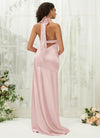 Blush Halter Slit Satin bridesmaid dresses NZ Bridal R30517 Athena b