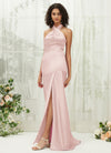Blush Halter Slit Satin bridesmaid dresses NZ Bridal R30517 Athena d