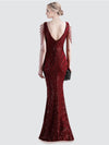 Burgundy V Neck Maxi Sequin Prom Dress 18691yey Camilla NZ Bridal b