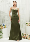 Satin Cowl Neckline Adjustable Sexy Backless Cross Straps Bridesmaid Dress Rory