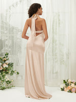 Champagne Halter Sleeveless Satin bridesmaid dresses R30517 Athena NZ Bridal b